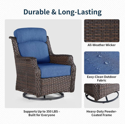 Comfortable Wicker Swivel Rocker Chairs With Side Table