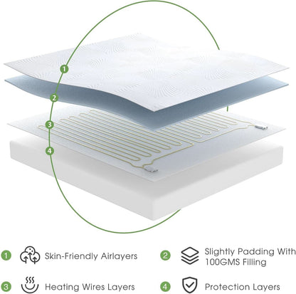 Queen Size Heated Mattress Pad with 10 Heat Settings