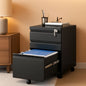 Three Drawer File Cabinet On Wheels With Lock Black Metal