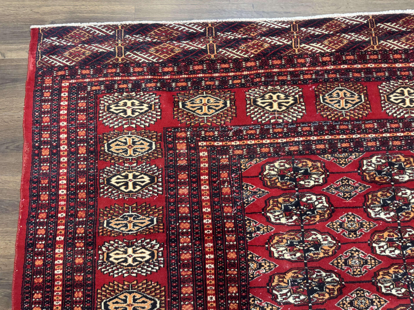 Bokhara Rug 9x12, Red Turkoman Rug, Pakistani Rug, Tribal Carpet, Wool Rug, Red Rug