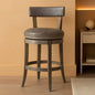 Alexander 31 Inch Rotating Bar Stool Reclaimed Oak Finish Vegan Leather Seat
