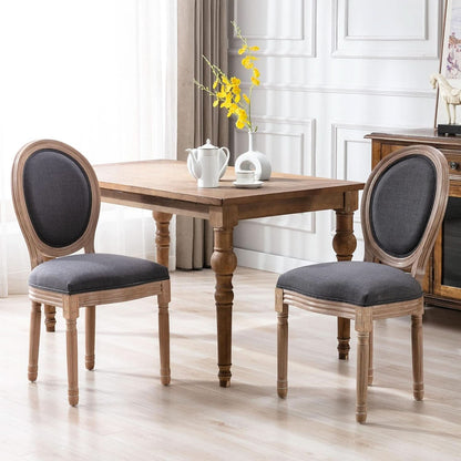French Country Dining Chairs Set of 4 Oak Wood Round Back