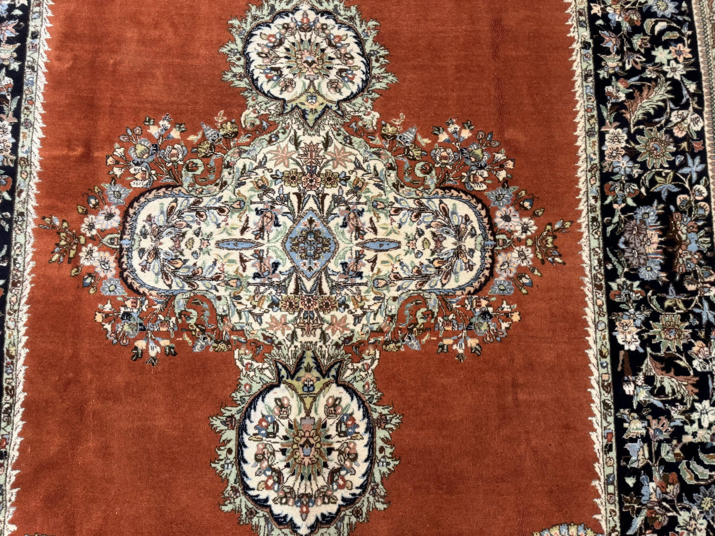 Persian Rug 11x13, Semi Open Field, Soft Wool Pile, Vintage Persian Carpet, Persian Tabriz Tabatabai