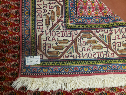 6x9 Finely Woven Turkish Tribal Rug, Boteh/Paisley Pattern, Red & Beige Area Rug, Vintage Wool Carpet, Entryway Rug, Hand-Knotted Foyer Rug