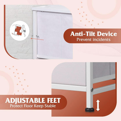 Fabric Dresser With 10 Drawers In White For Bedroom Storage