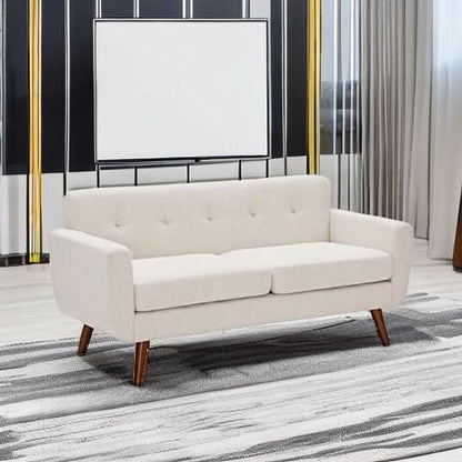 Modern Compact Beige Loveseat For Small Living Rooms