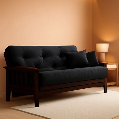 Queen Size Futon Set Espresso Finish For Living Room