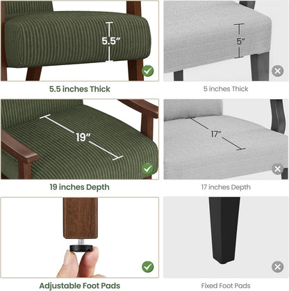 Dark Green Corduroy Armchair Mid Century Solid Wood
