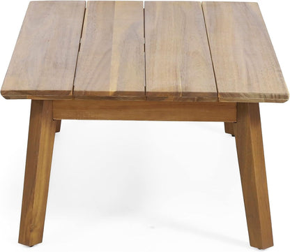 Burchett Outdoor 4 Piece Chat Set Acacia Wood And Wicker Teak Brown Beige