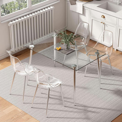 Clear Acrylic Dining Chairs Set Of 4 With Metal Legs