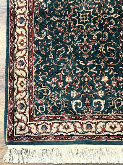 Dark Green Indo Persian Rug 2.5 x 4, Hand Knotted Wool Small Oriental Carpet