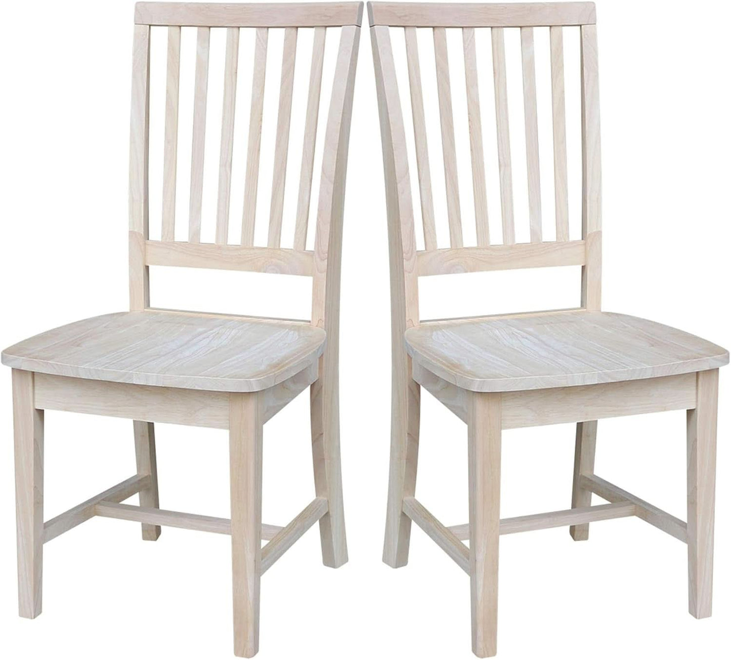 Mission Side Dining Chairs Set Of 2 Solid Parawood Unfinished 39.2 Inch Height