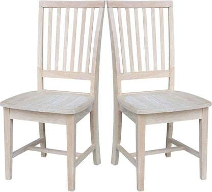 Mission Side Dining Chairs Set Of 2 Solid Parawood Unfinished 39.2 Inch Height