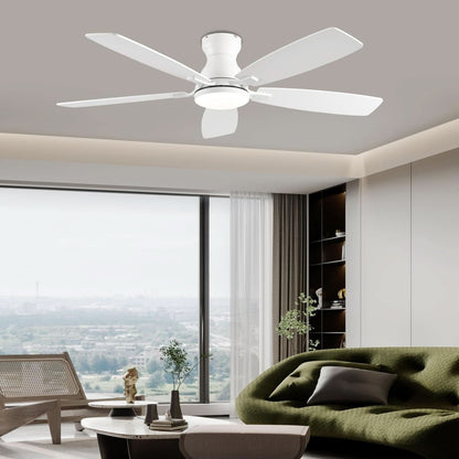 White 52 Inch Ceiling Fan With Remote And LED Lights