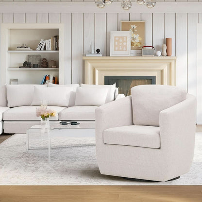 Beige 360 Degrees Swivel Armchairs Fully Assembled