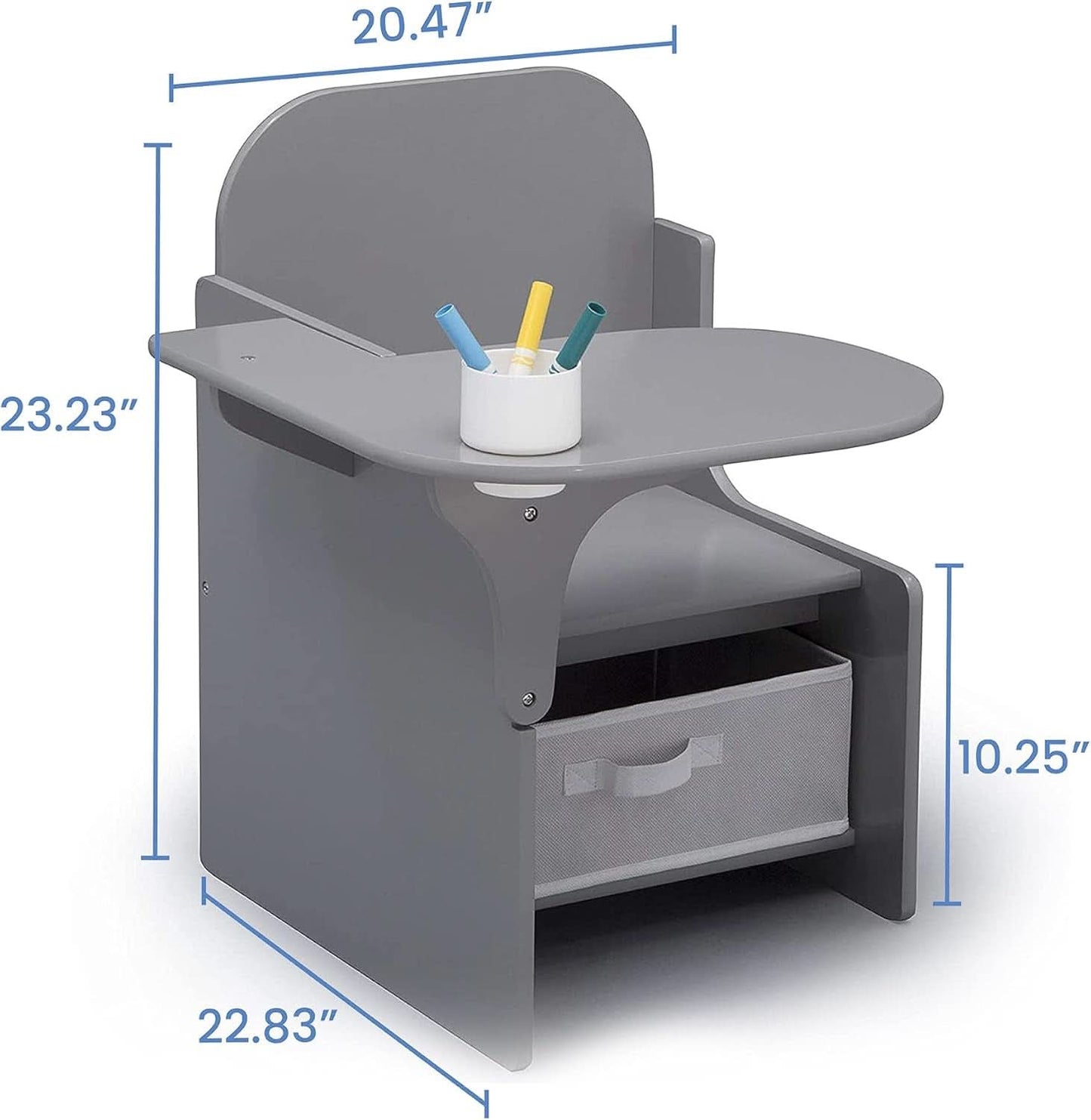 Mysize Chair Desk With Removable Cup Holder Grey Bin