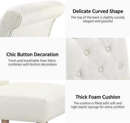 Beige Tufted Upholstered Dining Chairs Set Of 2 For Kitchen
