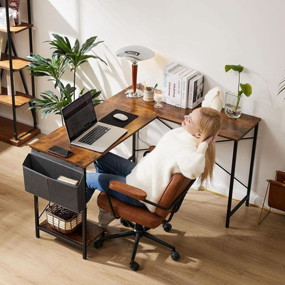 Corner L Shaped Gaming Desk With CPU Stand And Side Bag