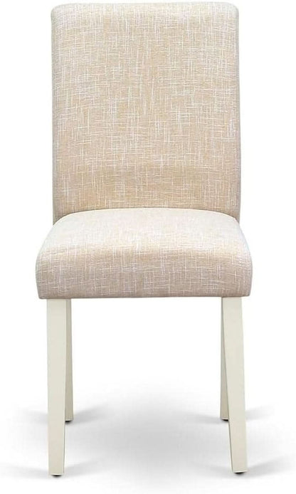 Light Beige Linen Upholstered Dining Chairs Set Of 2