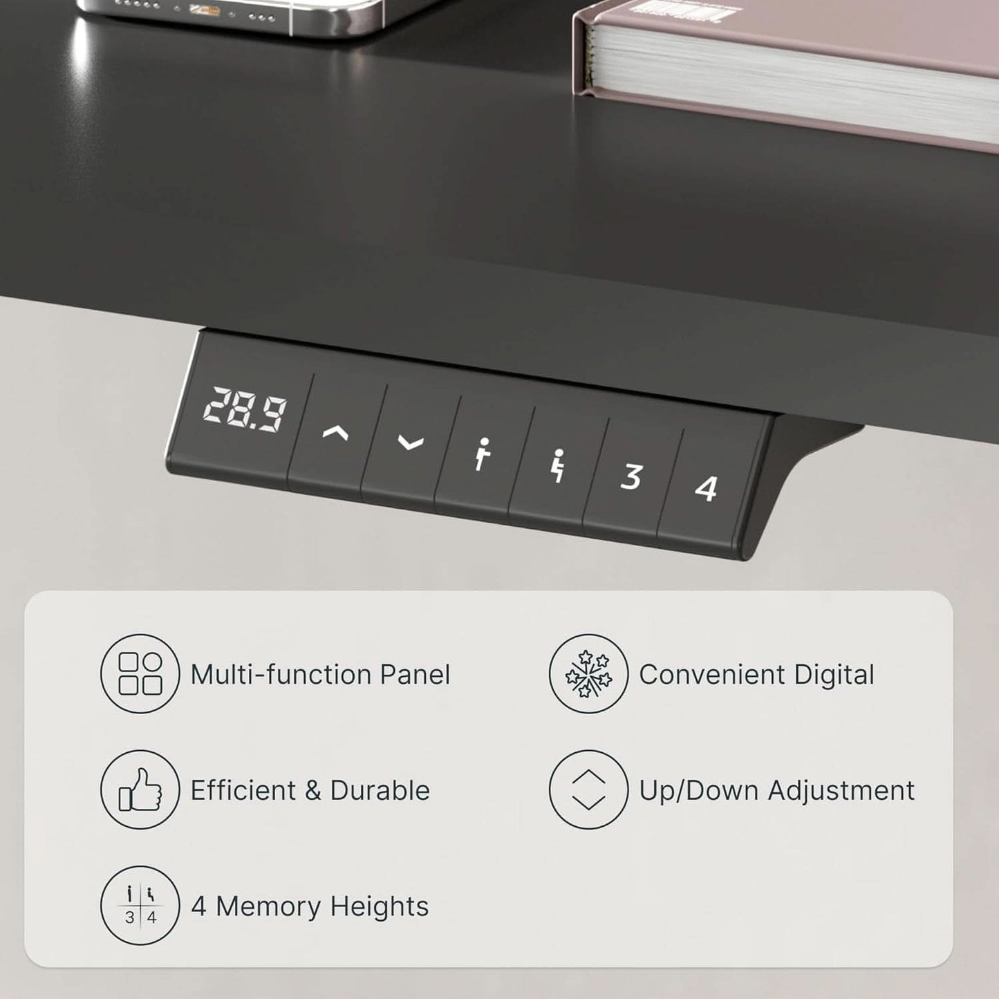 Electric Height Adjustable Standing Desk 48 X 24 Black
