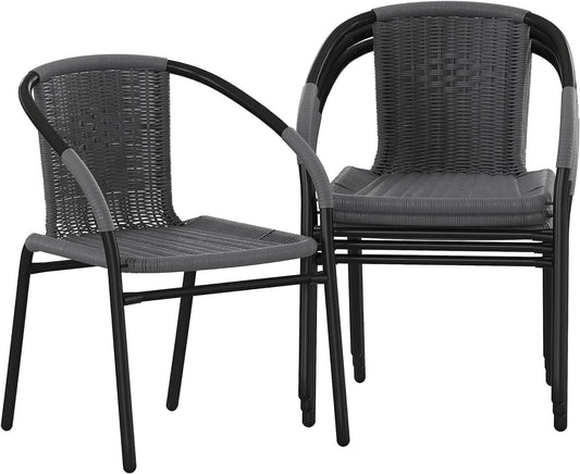 Modern Stackable Rattan Dining Chairs Set for Outdoor