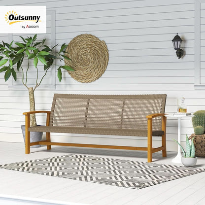 Spacious Wicker Outdoor Couch for Three Comfortable Seats