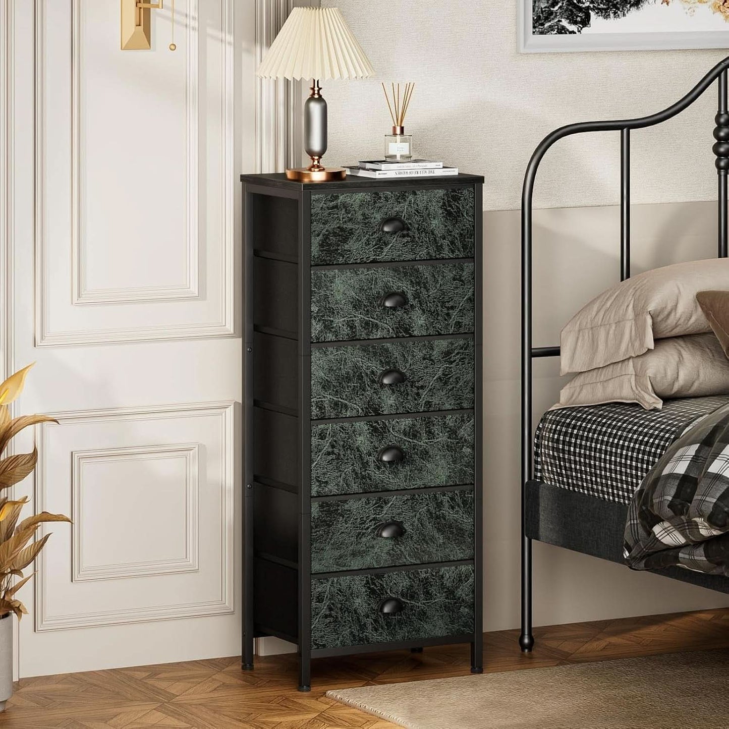 Vertical Dresser With 6 Drawers For Bedroom Vintage Green