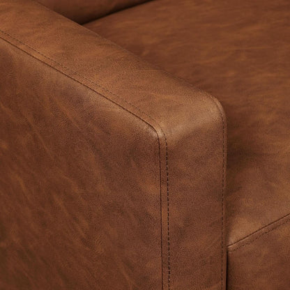 Brown Faux Leather Recliner Sofa Adjustable Back Footrest