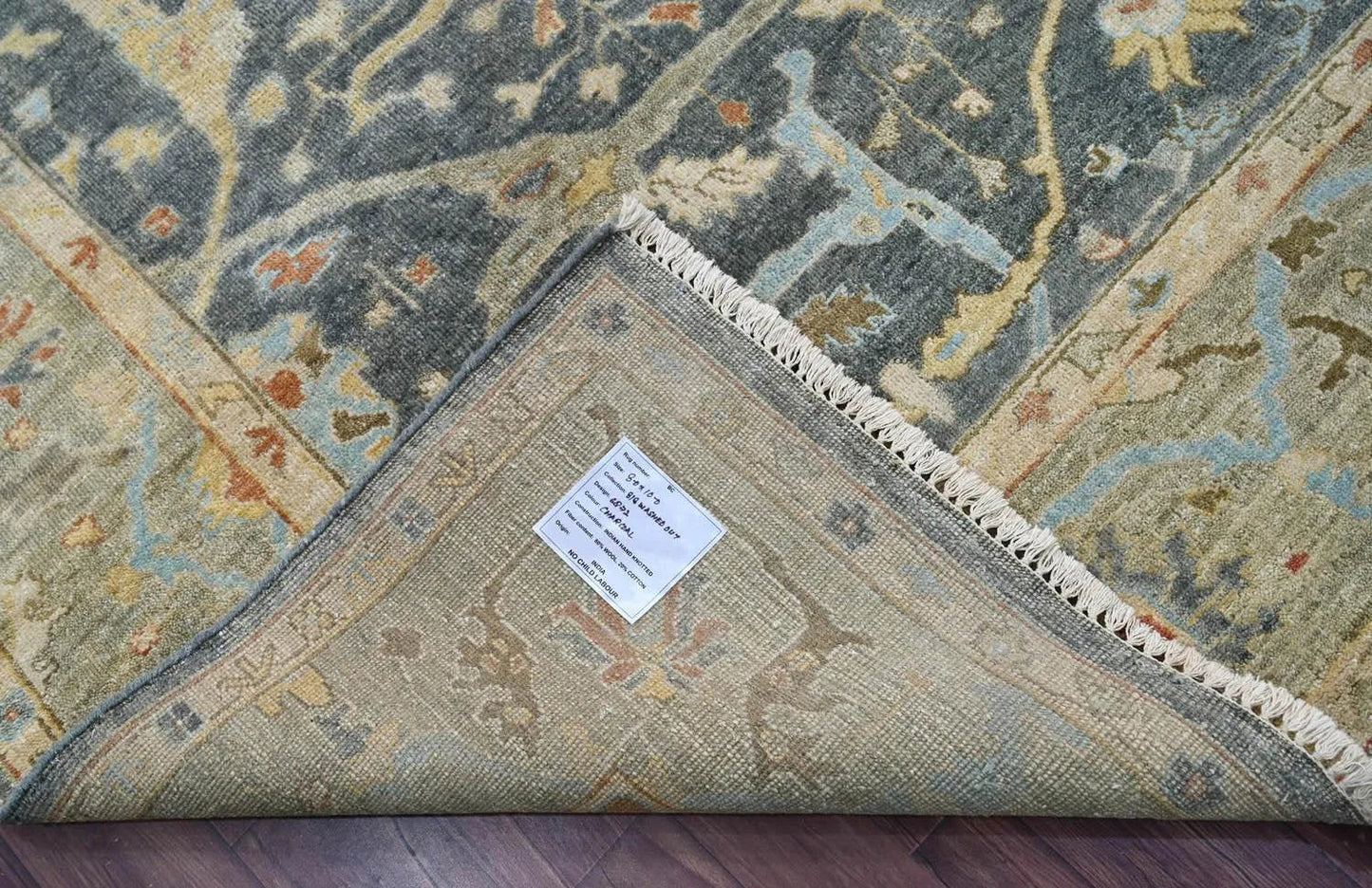 Multi Size Blue Hand Knotted Traditional Oushak Wool Oriental Area Rug