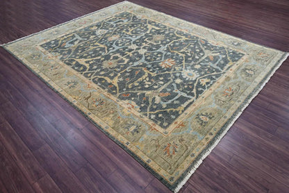 Multi Size Blue Hand Knotted Traditional Oushak Wool Oriental Area Rug