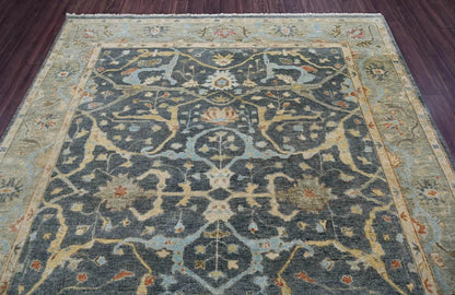 Multi Size Blue Hand Knotted Traditional Oushak Wool Oriental Area Rug