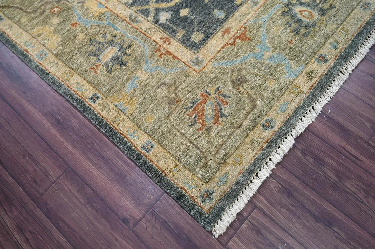 Multi Size Blue Hand Knotted Traditional Oushak Wool Oriental Area Rug