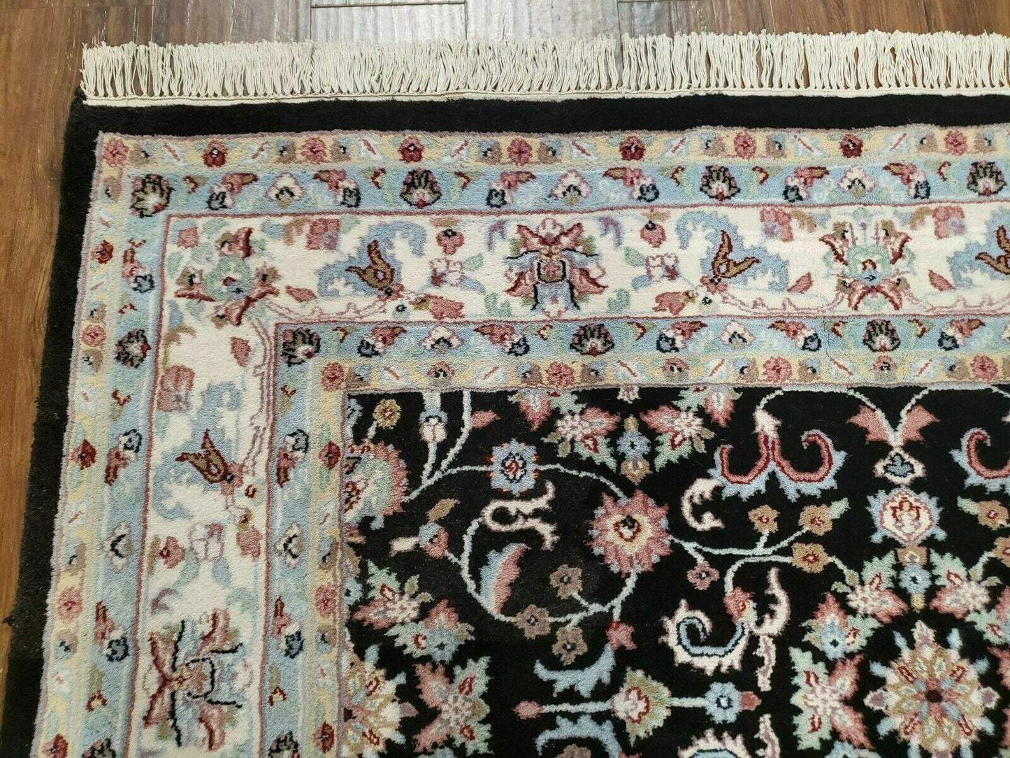 6' X 9' Handmade Indian Agra Wool Rug Carpet Vegetable Dyes Black