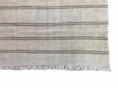 5x8 Turkish Kilim Rug, Flatweave Carpet, Striped Blanket, Southwestern Design, New, Gray, Wool, High Quality, Hand-Knotted