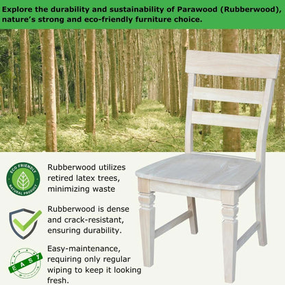 Two Java Dining Chairs Unfinished Parawood 225 Lb Capacity