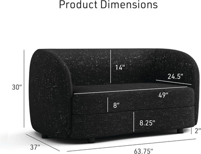 Nimiane Modern Boucle Sofa Set Black With Curved Arms