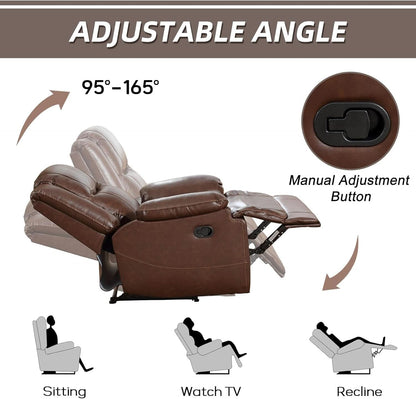 Manual Recliner Sofa Set Brown Living Room Collection