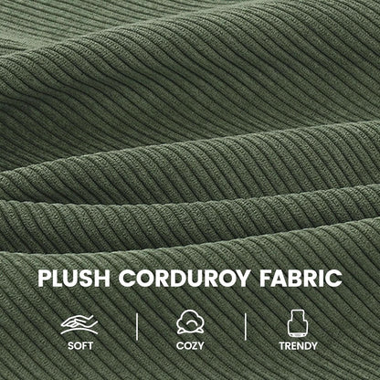 Corduroy Dark Green High-Back Armchair With Pockets