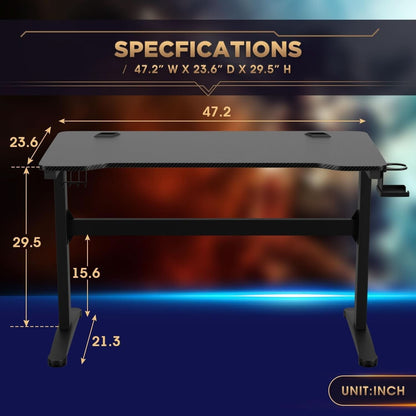 47 Inch T Shaped Gaming Desk With Cup Holder And Headphone Hook