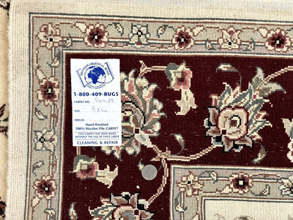 Ivory and Burgundy Pak Persian Rug 6x9