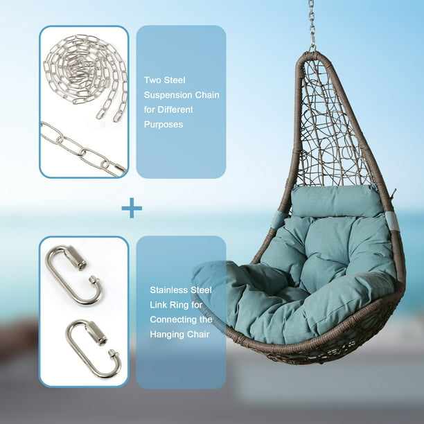 Peakhome Furnishings Outdoor Patio Wicker Swing Chair Without Stand