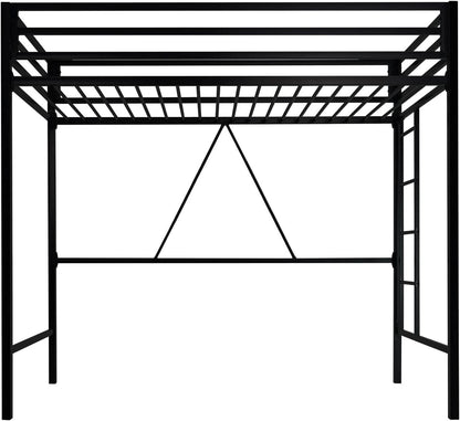 Loft Bed Twin Size Black With Ladder And Guardrail