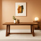 72 Inch Farmhouse Dining Table Solid Wood Rustic Kitchen Table Pecan Wirebrush