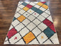Panel Design Rug 5 x 7.6, Ivory/Beige & Multicolor