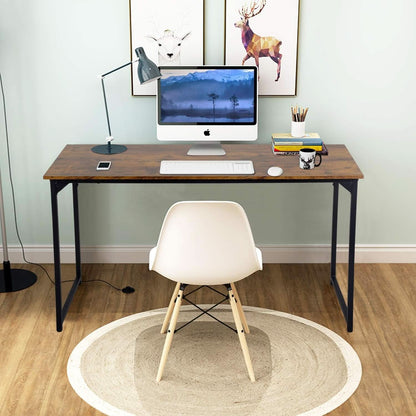 Computer Desk 47.2 Inch Brown With Metal Frame Home Office