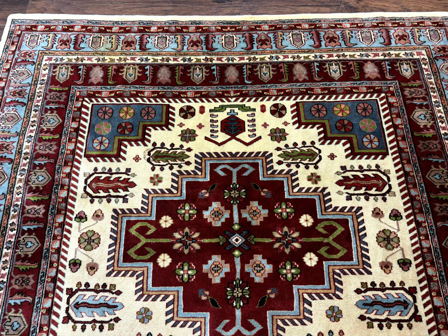 Turkish Kazak Rug 6x9, Geometric Medallions