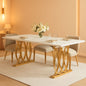 63 Inch Dining Table With Faux Marble Top For Kitchen And Dining Room