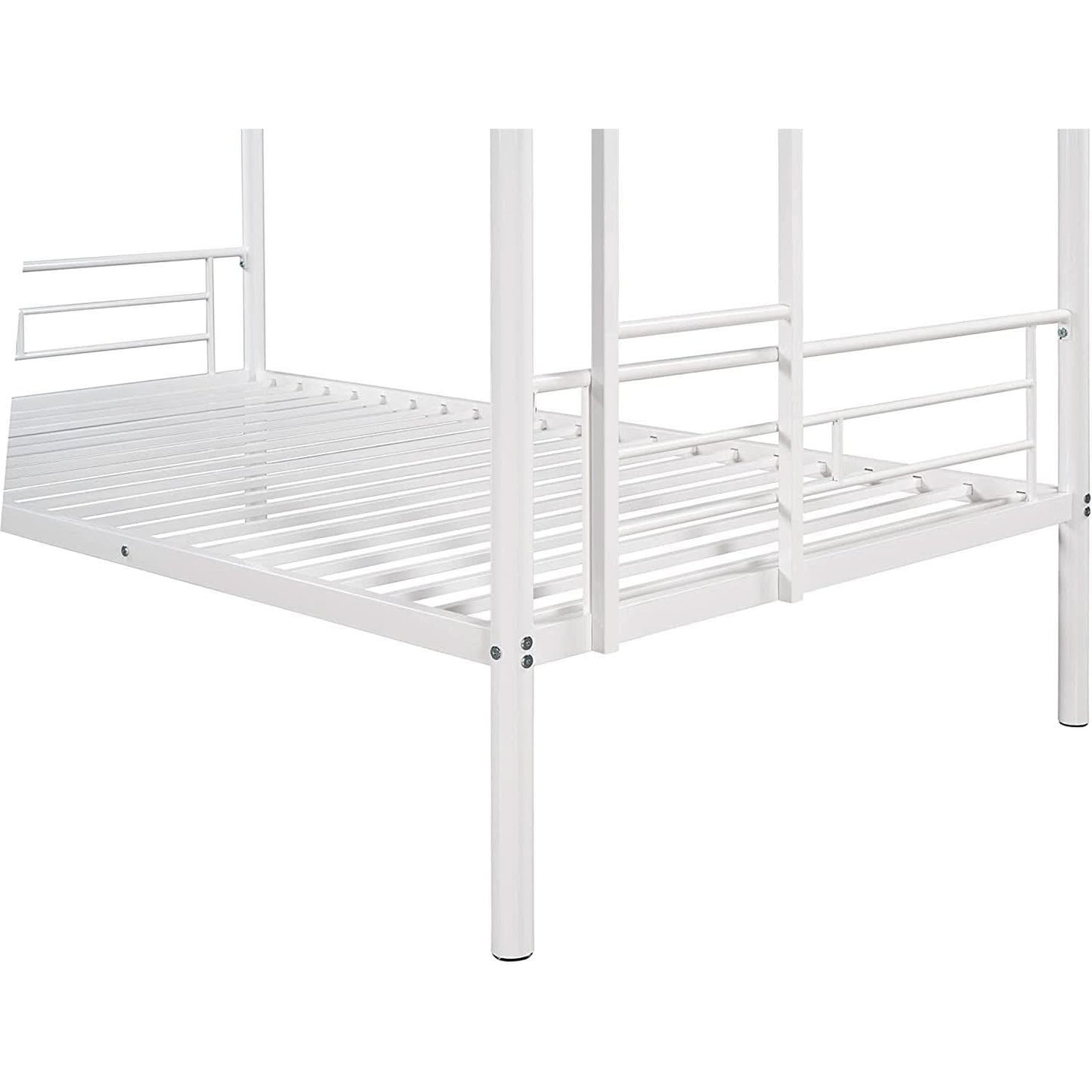 Twin Over Twin Metal Bunk Bed With 2 Ladders White