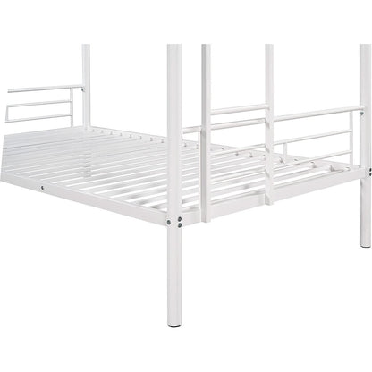 Twin Over Twin Metal Bunk Bed With 2 Ladders White