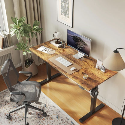 Electric Standing Desk 48x24 Height Adjustable With Memory Presets Rustic Brown